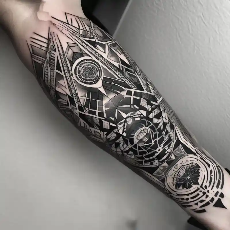 black and white style Tatouages d'Avant-Bras Extérieur pour Homme : Designs et Idées about psychedelic and forearm tattoo