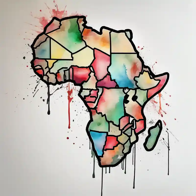 watercolor style Ideas de Tatuajes y Contornos de Tatuajes en 2025 about create a shoulder tattoo. I want a map of africa with south sudan outlined. ensure the country of south sudan is outlined by itself outlines and create a shoulder tattoo. I want a map of africa with south sudan outlined. ensure the country of south sudan is outlined by itself outlines