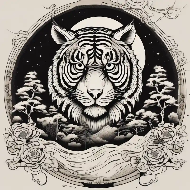 japanese style Tiger Tattoo Ideas and Designs in 2024 about tiger owl underneath a full moon in a forest owl-meaning and tiger owl underneath a full moon in a forest owl-meaning