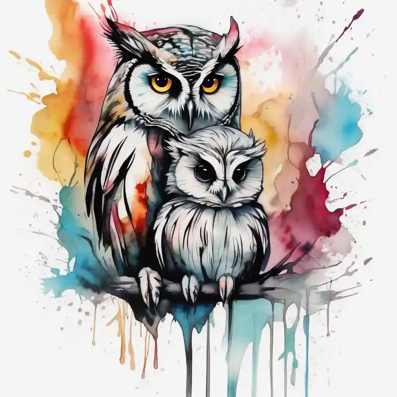 watercolor style Owl Tattoo Designs in 2025 & free generation about Mom and baby owl owl-meaning and Mom and baby owl owl-meaning