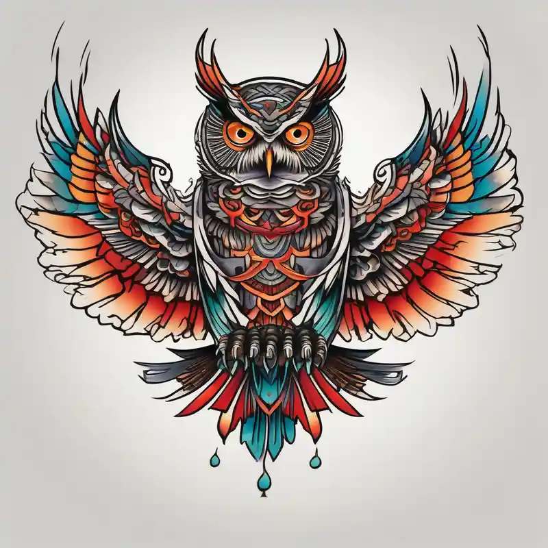 japanese style Owl Tattoo Designs in 2024 about a majestic owl flying and a majestic owl flying