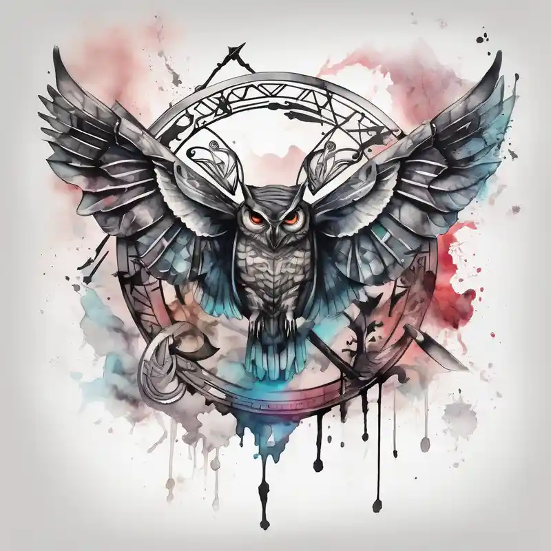 watercolor style Owl Tattoo Meanings and Symbolism Guide 2025 & free generation about Sagittarius zodiac with butterfly and owl and Sagittarius zodiac with butterfly and owl