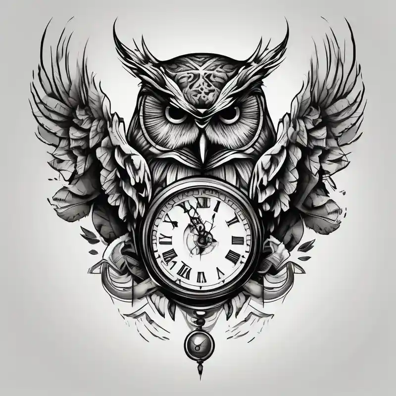 black and white style Clock Tattoo Ideas in 2024 about owl with a clock and skull
wisdom and owl with a clock and skull
wisdom