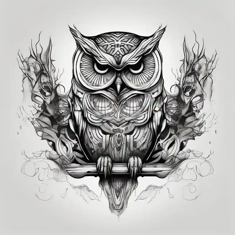 surreal style Owl Tattoo Designs in 2024 about Owl shush and Owl shush