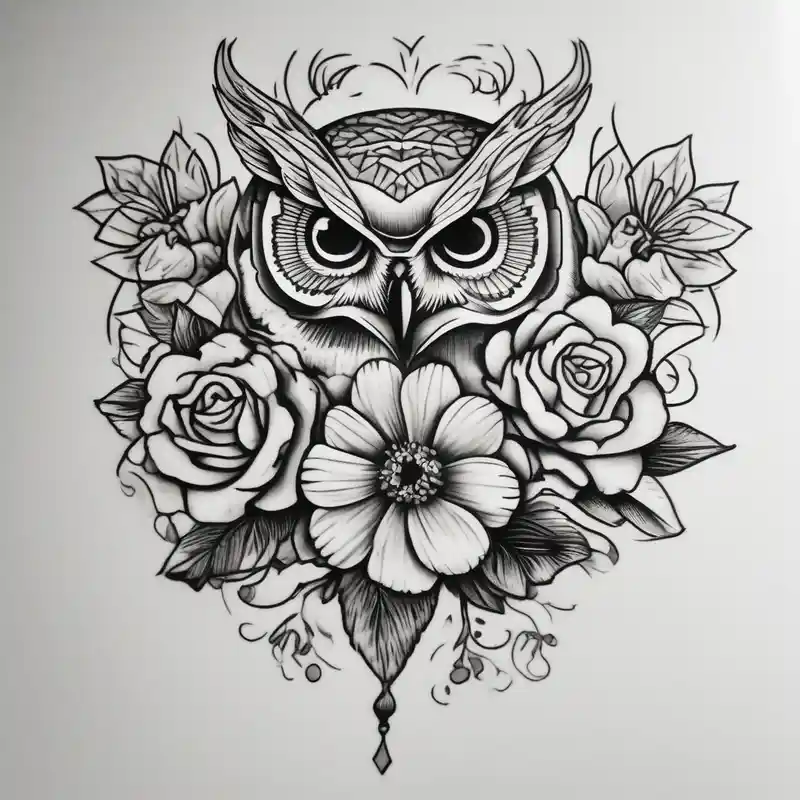 dotwork style Owl Tattoo Meanings and Symbolism Guide 2025 & free generation about I want a flower bouquet on my upper arm with the April and September birth flower in it. I also want to incorporate flower drawings of my 3 kids. Maybe incorporate an owl and I want a flower bouquet on my upper arm with the April and September birth flower in it. I also want to incorporate flower drawings of my 3 kids. Maybe incorporate an owl