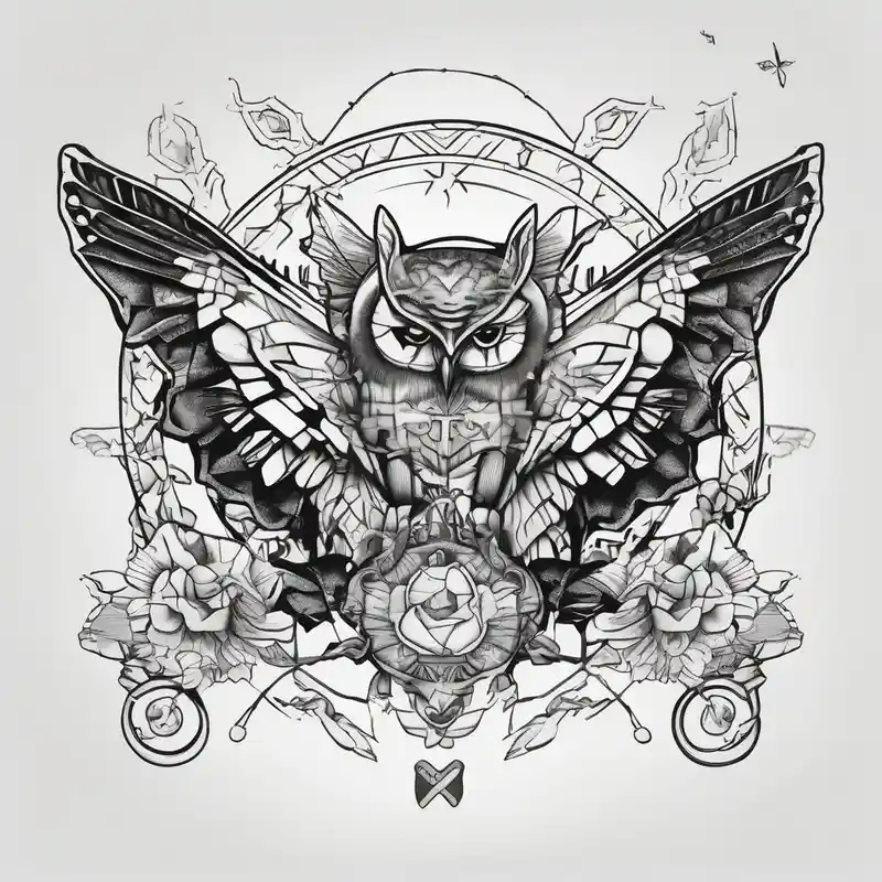 cartoon style Owl Tattoo Designs in 2024 about Sagittarius zodiac with butterfly and owl and Sagittarius zodiac with butterfly and owl