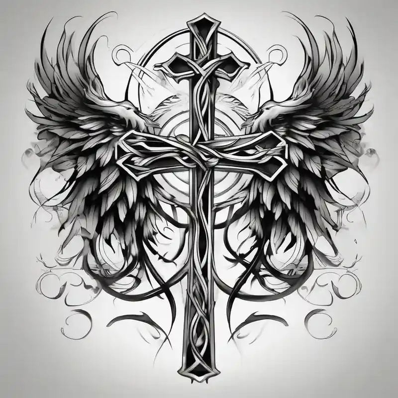 black and white style Ideas y Diseños de Tatuajes de Fénix para 2025 & Generar gratis about cross With phoenix phoenix-meaning and cross With phoenix phoenix-meaning