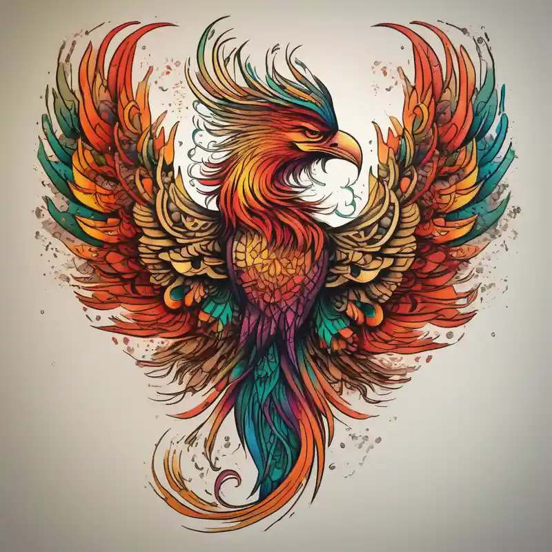 dotwork style 2025年のフェニックスのタトゥーのアイデアとデザイン about Colorful Phoenix phoenix-meaning and Colorful Phoenix phoenix-meaning