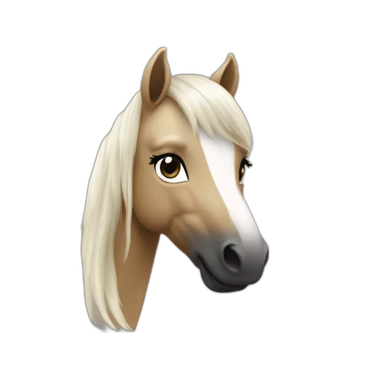 poney beige avec crinère noir et blanche