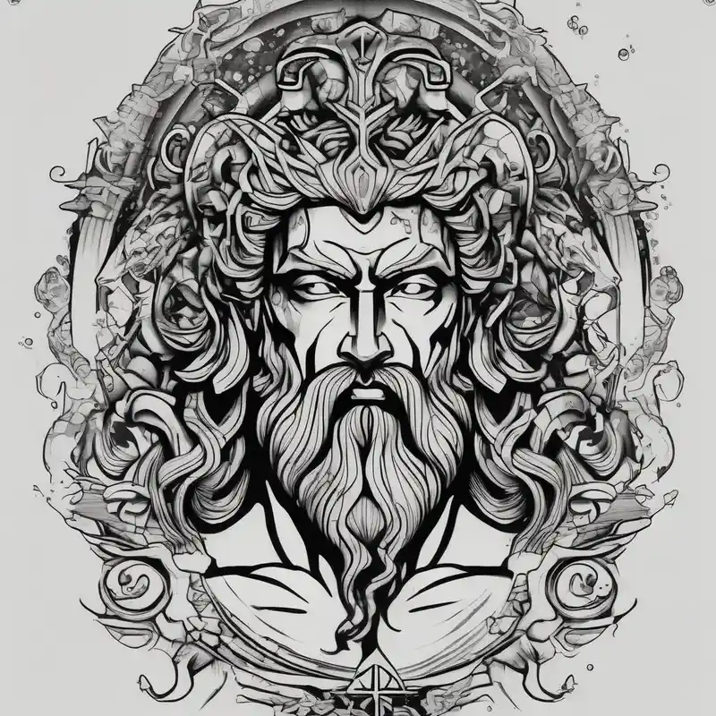 blackwork style Poseidon Tattoo Ideas in 2025 about mechanic poseidon and mechanic poseidon