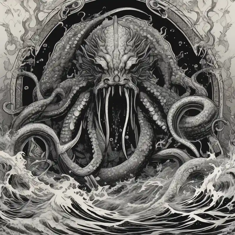 blackwork style Poseidon Tattoo Ideas in 2025 about A kraken monster underwater ensnaring Poseidon as he thrust his trident into the beast. Turbulent storm with lightning & waves crashing and A kraken monster underwater ensnaring Poseidon as he thrust his trident into the beast. Turbulent storm with lightning & waves crashing