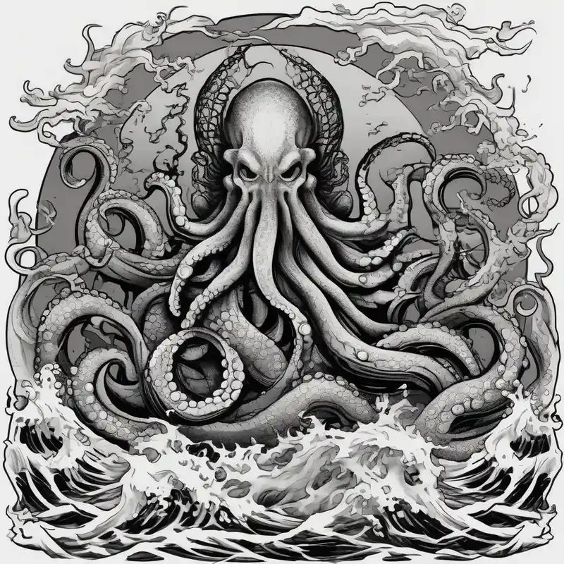 japanese style Octopus Tattoo Ideas in 2025 about Kraken octopus tentacles grabbing Poseidon thrusting trident into monster deep ocean stormy and Kraken octopus tentacles grabbing Poseidon thrusting trident into monster deep ocean stormy