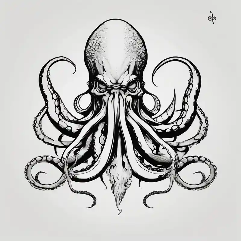 minimalist style Poseidon Tattoo Ideas in 2025 about Octopus krake monster pulling Poseidon with his trident and Octopus krake monster pulling Poseidon with his trident