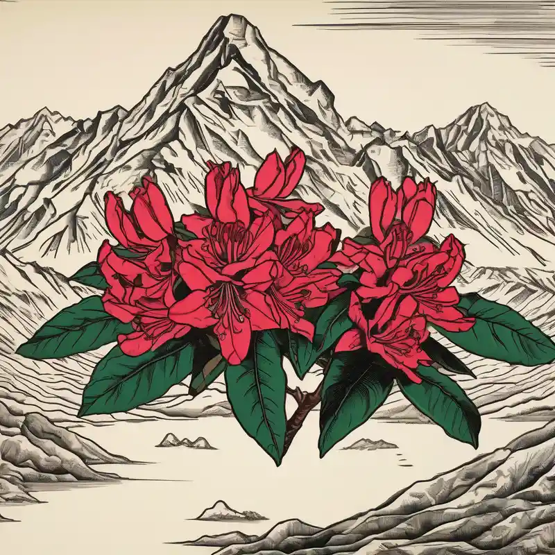 old school style Tattoo Wrap Tattoo Ideas in 2025 about wrap around entire wrist red  and black rhododendron trippy with Himalayas behind red-ink and wrap around entire wrist red  and black rhododendron trippy with Himalayas behind red-ink