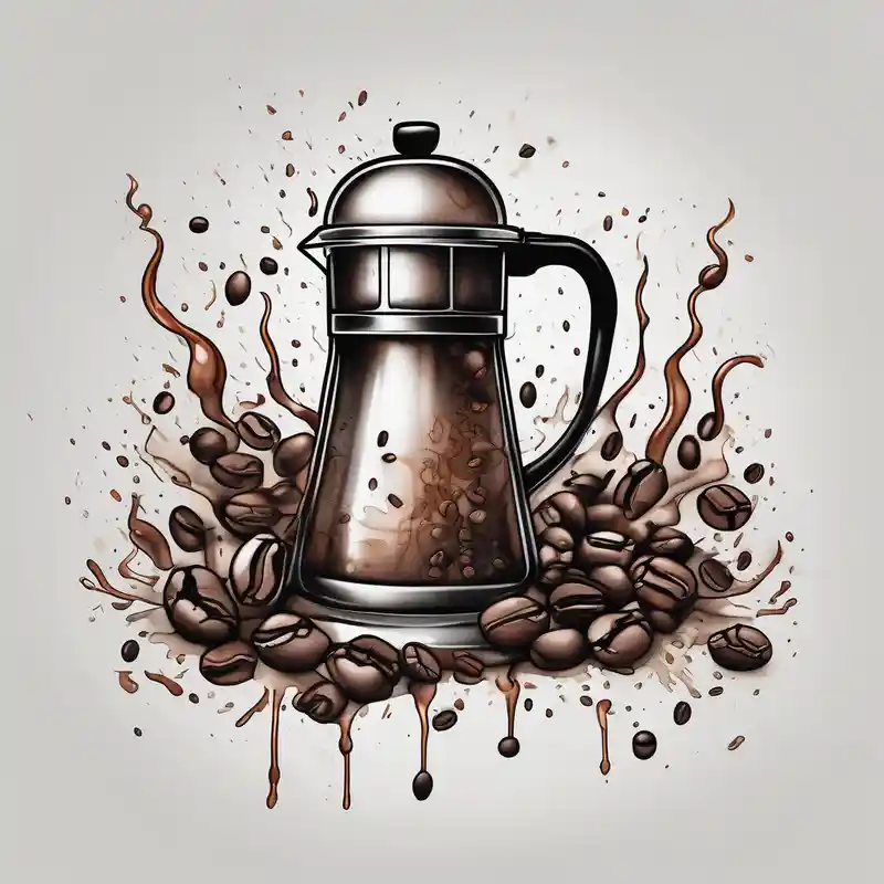 watercolor style Machine à Tatouer Rotative about Coffee and realistic