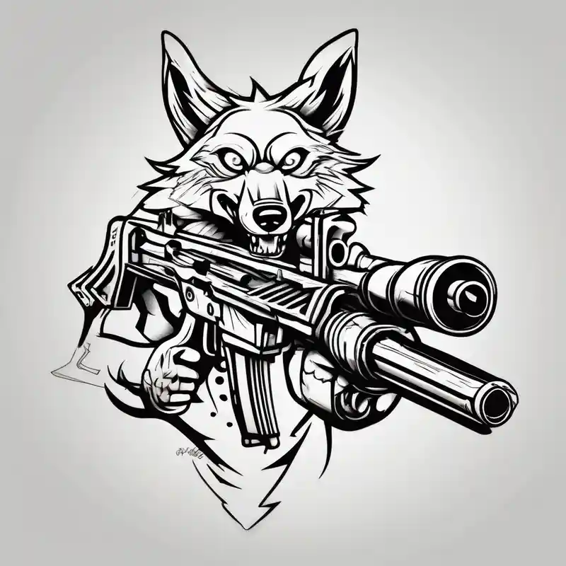 cartoon style Wolf Tattoos Tattoo Ideas in 2024 about Wolf with machine gun rotary-machine and Wolf with machine gun rotary-machine