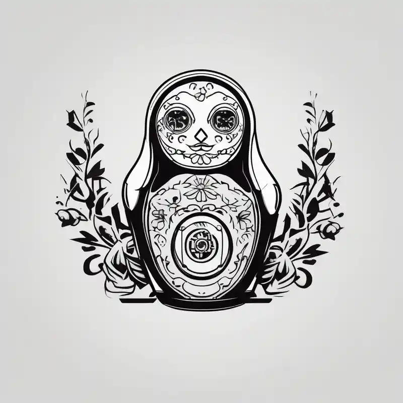 minimalist style Wireless Tattoo Machine Tattoo Ideas in 2025 about matryoshka with machine gun rotary-machine and matryoshka with machine gun rotary-machine