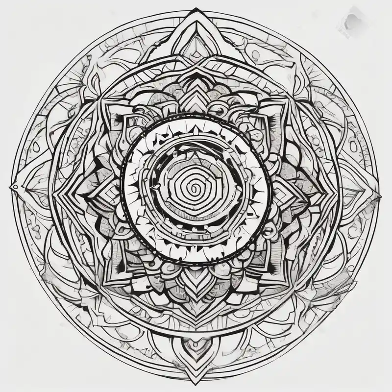 cartoon style 2025年の神聖なアートタトゥーのアイデア about intricate mandala with sacred geometry and cosmic elements sacred-art and intricate mandala with sacred geometry and cosmic elements sacred-art