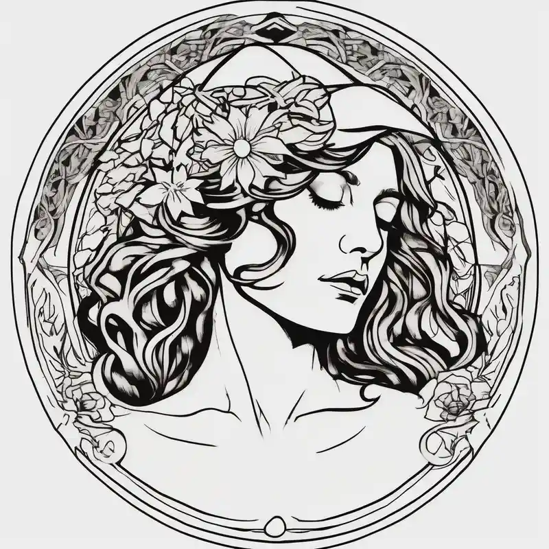 minimalist style Cover Up Tattoo Ideas in 2025 & free generation about Florence from Florence and the machine as a saint in an art nouveau  style similar to her dance fever album cover art saint-michael and Florence from Florence and the machine as a saint in an art nouveau  style similar to her dance fever album cover art saint-michael