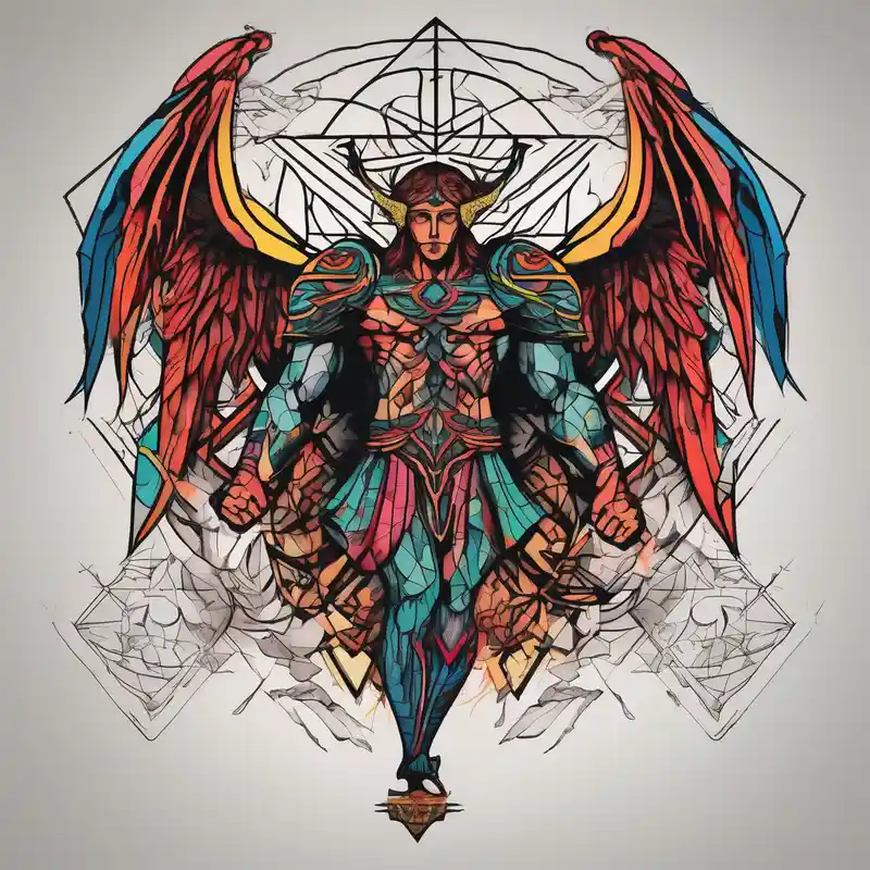 geometric style 2025年の聖ミカエルタトゥーのアイデア about St Michael vs lucifer saint-michael and St Michael vs lucifer saint-michael