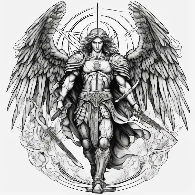 sketch style Christian Tattoos for Men in 2025 & free generation about Holy Archangel and Biblical