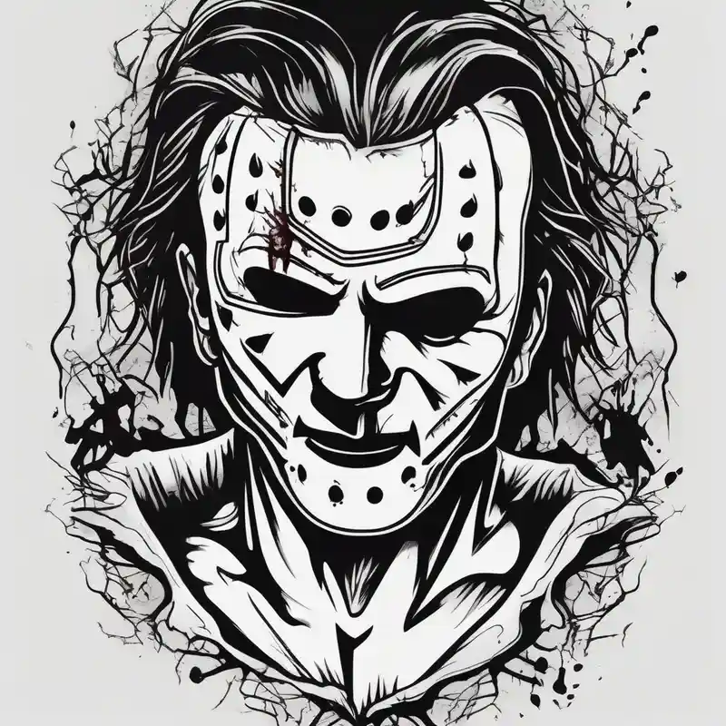 black and white style Red Ink Tattoo Ideas in 2025 about Classic horror and with influence from Michael Myers