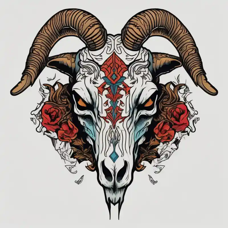 old school style Script Tattoo Designs and Styles about Goat skull and angry and the script never stop fighting