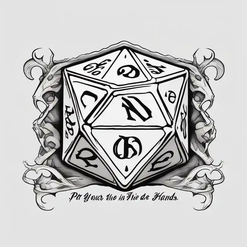 blackwork style Dragon Tattoo Ideas in 2024 about Dungeons and dragon dice set with "Put your fate in your hands. Take a chance. Roll the dice" in script and Dungeons and dragon dice set with "Put your fate in your hands. Take a chance. Roll the dice" in script