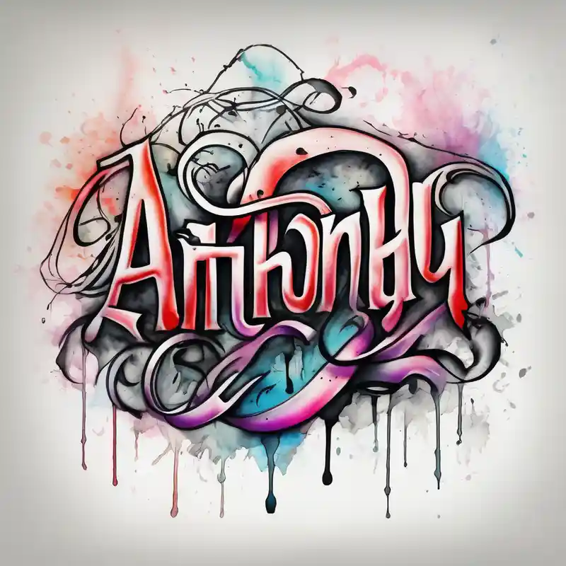 watercolor style Designs et Styles de Tatouages Écriture about Chicano script lettering Anthony and Chicano script lettering Anthony