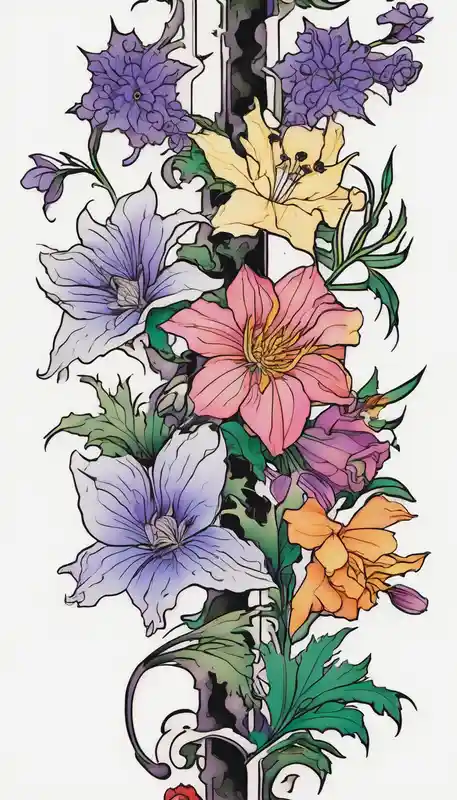 japanese style Simple Tattoos for Men Tattoo Ideas in 2025 about Simple Delphinium and violet