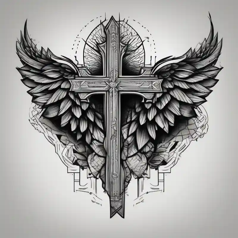 blackwork style Bicep Tattoos for Men Ideas in 2025 about Brother and sister tattoo for mother passing away with a cross on my tricep and a wing in by bicep and Brother and sister tattoo for mother passing away with a cross on my tricep and a wing in by bicep