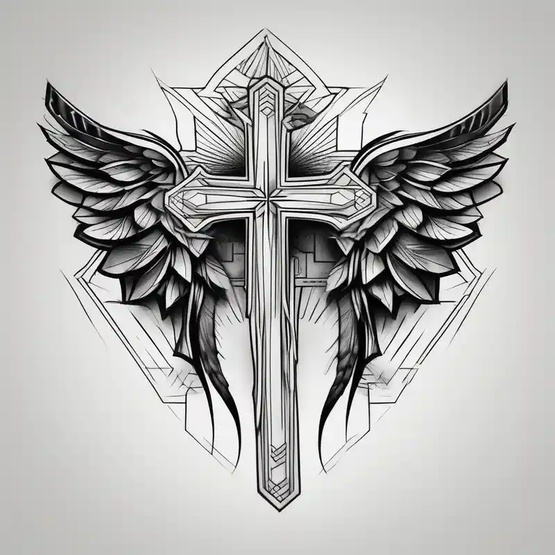 geometric style Ideas de tatuajes en el bíceps para hombres en 2025 about Brother and sister tattoo for mother passing away with a cross on my tricep and a wing in by bicep and Brother and sister tattoo for mother passing away with a cross on my tricep and a wing in by bicep