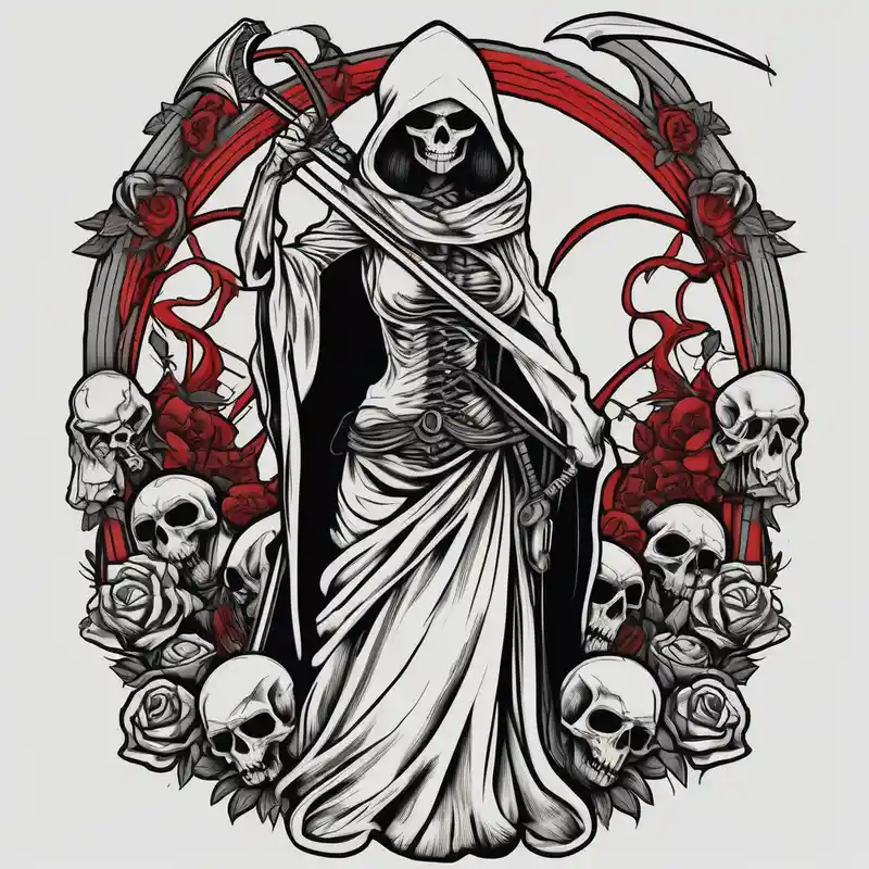 old school style Grim Reaper Tattoo Ideas in 2025 & free generation about Lady grim reaper with
 scythe and skulls skull-designs and Lady grim reaper with
 scythe and skulls skull-designs