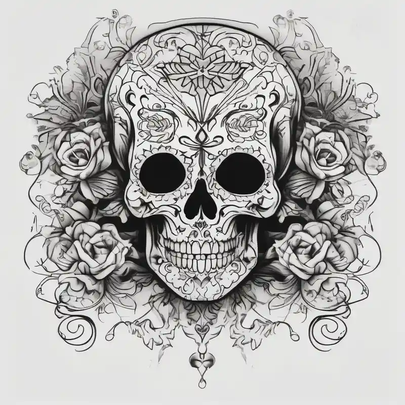 surreal style Skull Tattoo Ideas and Designs about Day of the dead skull skull-designs and Day of the dead skull skull-designs