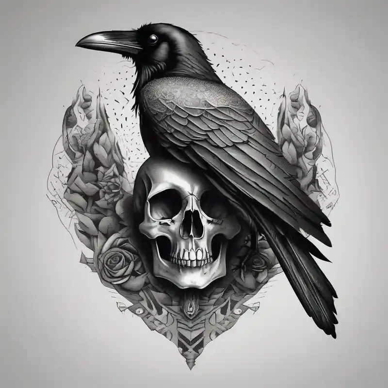 dotwork style スカルタトゥーのアイディアとデザイン about Raven on a Skull skull-designs and Raven on a Skull skull-designs