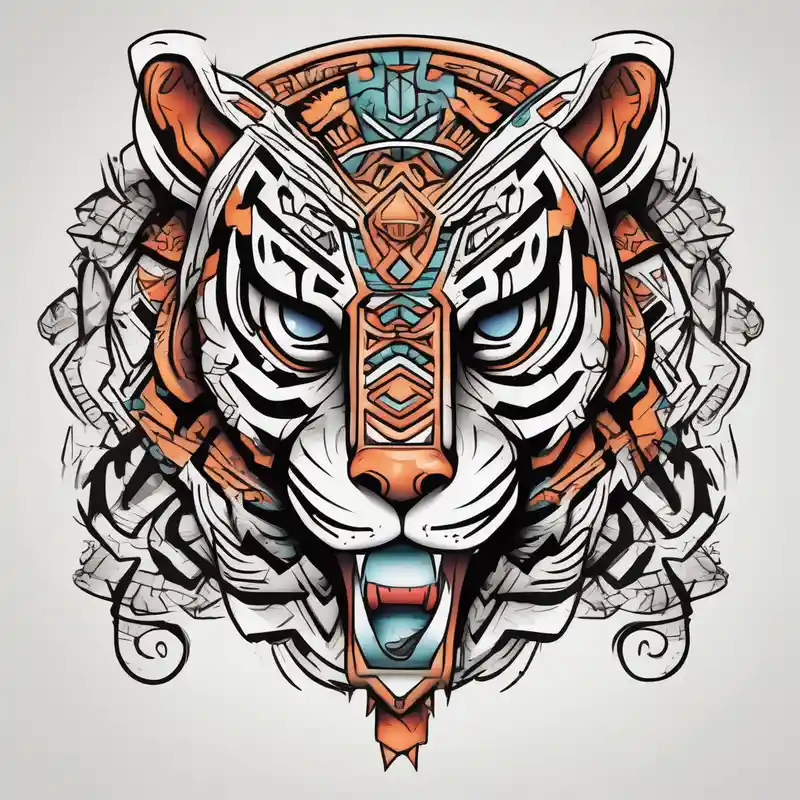 cartoon style Tiger Tattoo Ideas and Designs in 2024 about Aztec tiger and skull tattoo skull-designs and Aztec tiger and skull tattoo skull-designs