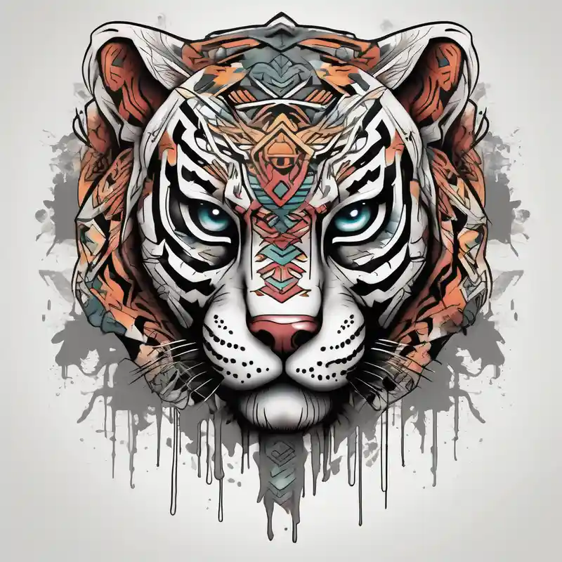 watercolor style Tiger Tattoo Ideas and Designs in 2024 about Aztec tiger and skull tattoo skull-designs and Aztec tiger and skull tattoo skull-designs