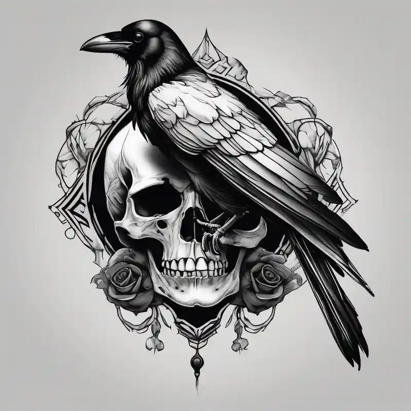 black and white style Skull Tattoo Ideas and Designs about Raven on a Skull skull-designs and Raven on a Skull skull-designs