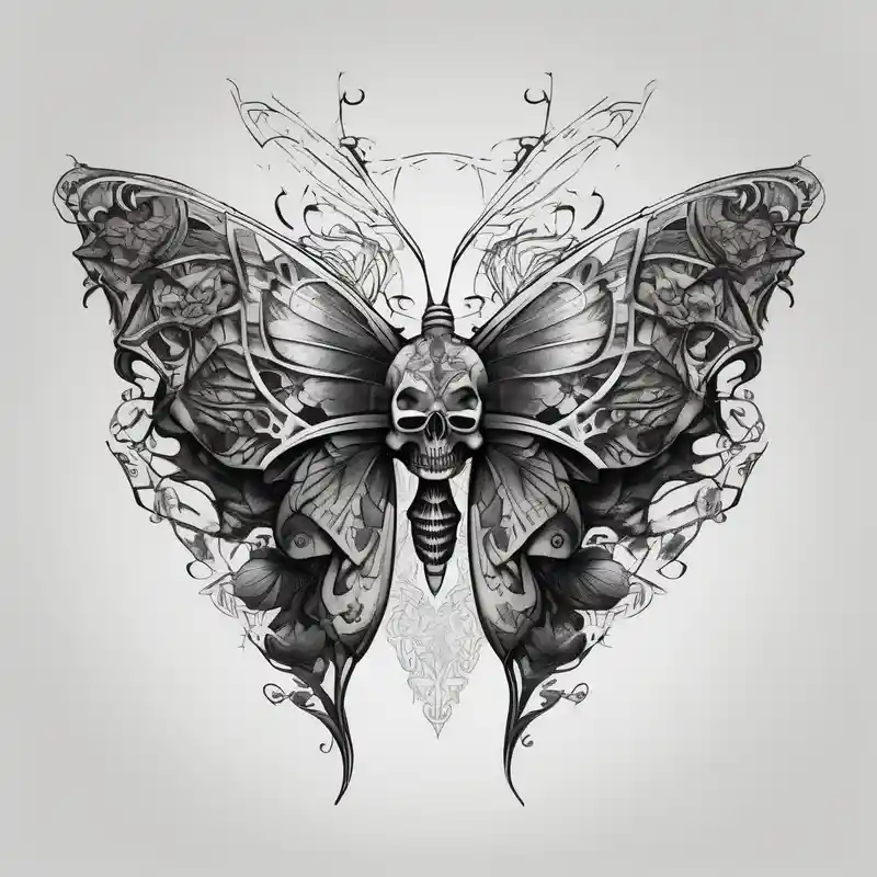 surreal style Butterfly Tattoo Ideas in 2024 about Butterfly wings with skull details skull-designs and Butterfly wings with skull details skull-designs