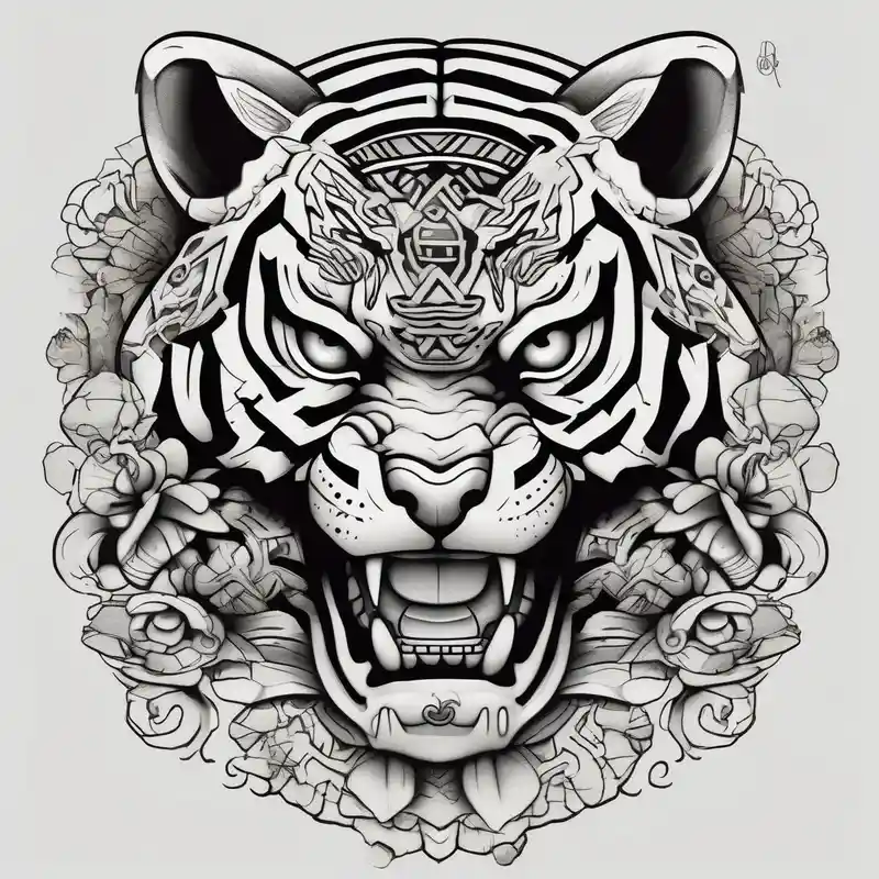 japanese style Tiger Tattoo Ideas and Designs in 2024 about Tiger and Aztec skull tattoo skull-designs and Tiger and Aztec skull tattoo skull-designs