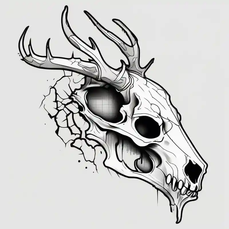 cartoon style Deer Tattoo Designs and Meanings about A side profile of decayed deer skull head in a forest fire skull-ideas and A side profile of decayed deer skull head in a forest fire skull-ideas