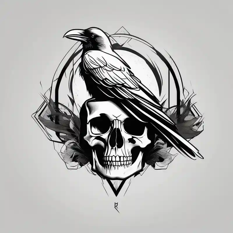 minimalist style スカルタトゥーのアイディアとデザイン about Raven on a Skull skull-ideas and Raven on a Skull skull-ideas