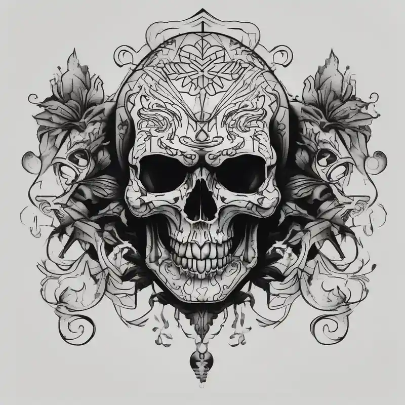 blackwork style Skull Tattoo Ideas and Designs about Mysterious Skull skull-ideas and Mysterious Skull skull-ideas