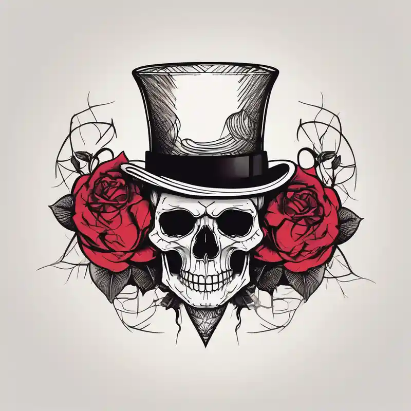 minimalist style Skull Tattoo Ideas and Designs in 2024 about Gothic skull in top hat wrapped in roses skull-ideas and Gothic skull in top hat wrapped in roses skull-ideas