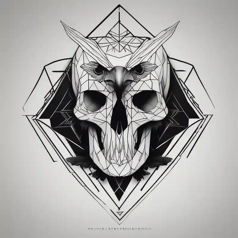 geometric style スカルタトゥーのアイディアとデザイン about Raven on a Skull skull-ideas and Raven on a Skull skull-ideas