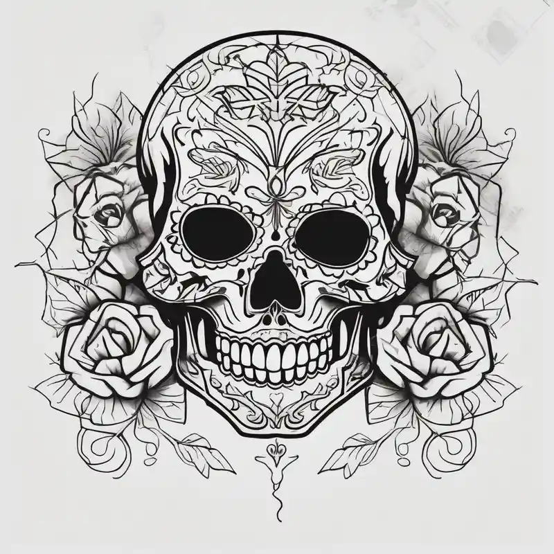 sketch style Skull Tattoo Ideas and Designs about Day of the dead skull skull-ideas and Day of the dead skull skull-ideas