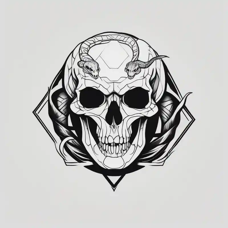 minimalist style スカルタトゥーのアイディアとデザイン about A snake wrapped around a skull skull-ideas and A snake wrapped around a skull skull-ideas