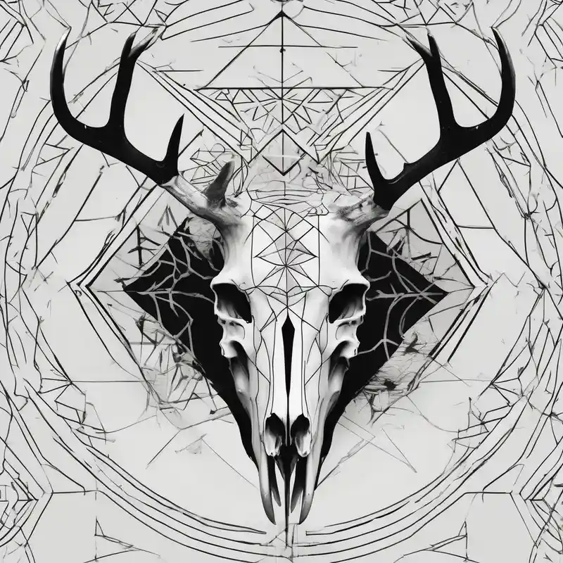 geometric style Deer Tattoo Designs and Meanings about A side view of a decayed deer skull with no skin JUST BONE surrounded by trees and fire skull-ideas and A side view of a decayed deer skull with no skin JUST BONE surrounded by trees and fire skull-ideas