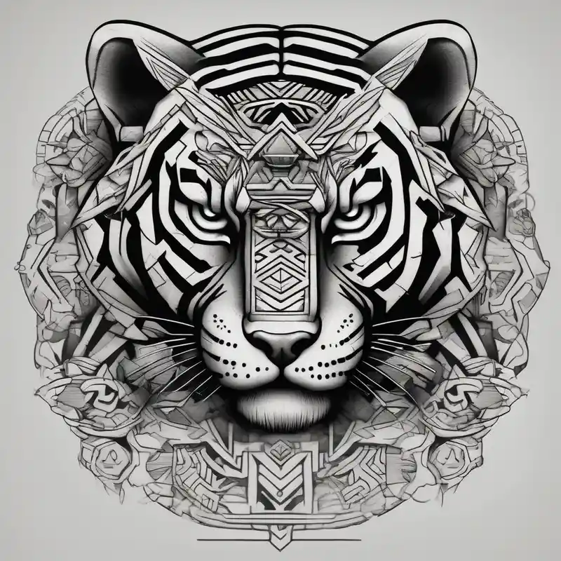 blackwork style Tiger Tattoo Ideas and Designs in 2024 about Tiger and Aztec skull tattoo skull-ideas and Tiger and Aztec skull tattoo skull-ideas