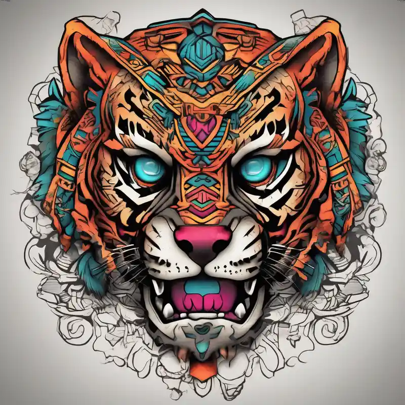 sketch style Tiger Tattoo Ideas and Designs in 2024 about Aztec tiger and skull tattoo skull-ideas and Aztec tiger and skull tattoo skull-ideas